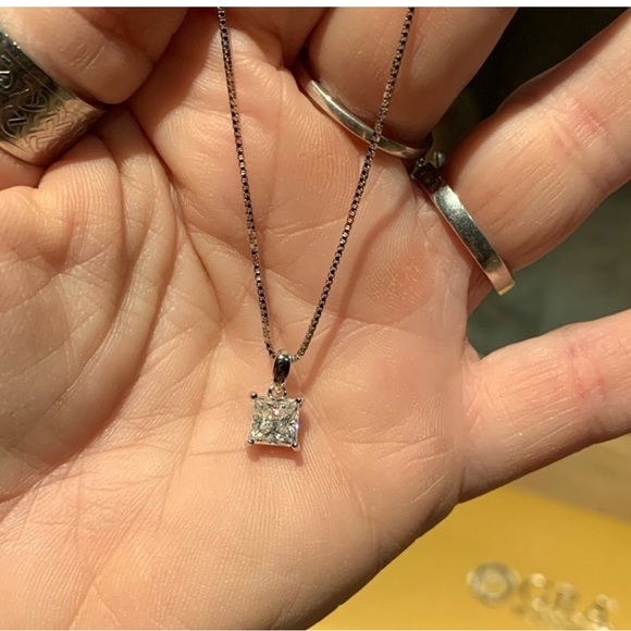 1ct Emerald Cut Moissanite Elegant 925 Silver and Diamond Pendant Necklace - Picture 1 of 6